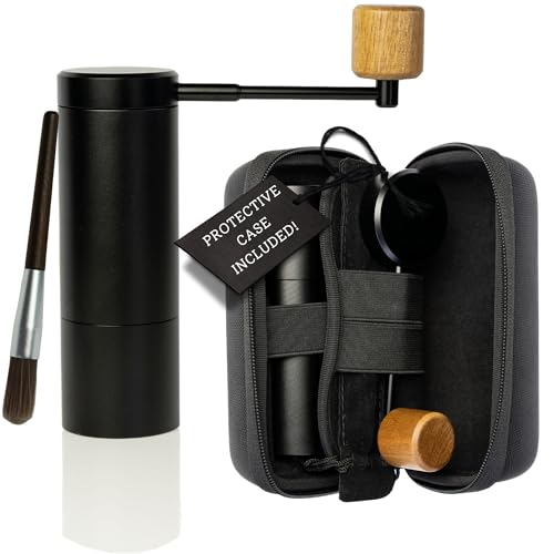 Manual Coffee Grinder | Coffee Gift Set | 6 Star Conical Burr Coffee Grinder with Adjustable Settings | Coffee Bean Grinder with Travel Case | Portable Hand Coffee Grinder