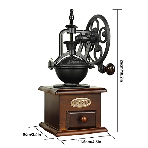Burr Coffee Grinder,Burr Grinder Vintage Style Wooden Hand Grinder Hand Coffee Been Grinder,Classic French Press Coffee Mill Hand Crank Coffee Grinders Burr,with Brush