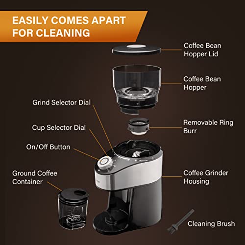 Conical Burr Coffee Grinder, Anti-Static Electric Coffee Bean Grinder for Mess-Free Use, Automatic Coffee Grinder with 35 Settings for Espresso, French Press, Pour Over and Drip Brewing