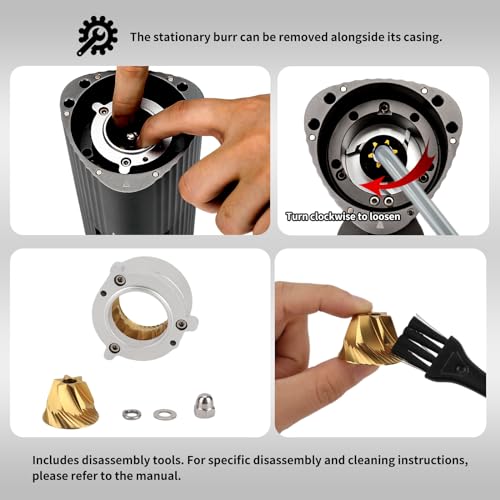 burrbuzz 2024 Model Electric Burr Coffee Grinder, Home Use but Expert, 90 Adjustable Settings, Espresso to French Press, Aluminum Alloy Small Coffee Grinder, Over 4 Cups, Easy Disassembly for Cleaning