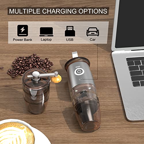 Mulli Update Portable Burr Coffee Grinder,Electric/Manual 2-in-1 Cafe Grind, Adjustable Burr Mill with 5 Precise Grind Setting for Drip/Espresso/PourOver and More