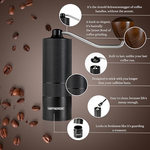 Manual Burr Coffee Grinder - Portable & Travel-friendly - Precise Espresso & French Press Grind With Durable Stainless Steel Burr