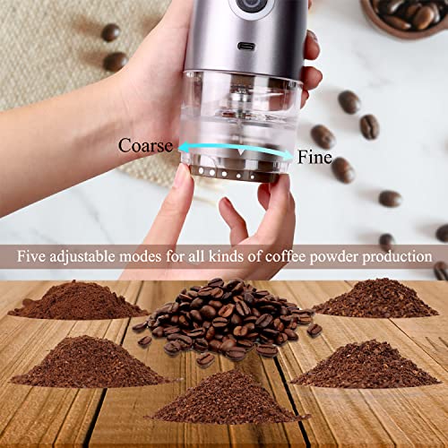 Mulli Update Portable Burr Coffee Grinder,Electric/Manual 2-in-1 Cafe Grind, Adjustable Burr Mill with 5 Precise Grind Setting for Drip/Espresso/PourOver and More