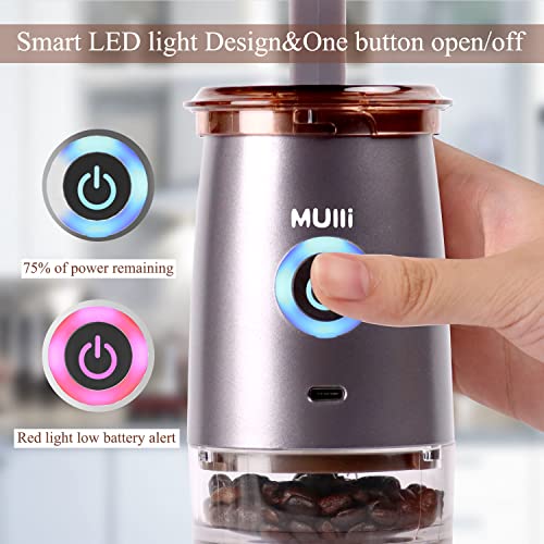 Mulli Update Portable Burr Coffee Grinder,Electric/Manual 2-in-1 Cafe Grind, Adjustable Burr Mill with 5 Precise Grind Setting for Drip/Espresso/PourOver and More