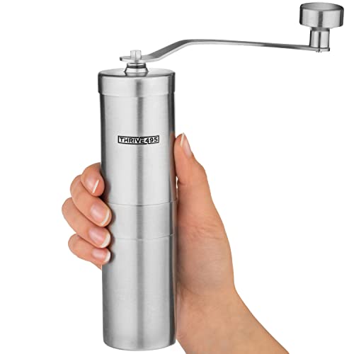 Manual Coffee Grinder With Adjustable Settings - Durable Stainless Steel Burr Coffee Grinder - Espresso Grinder For Best Taste - Portable Conical Burr Coffee Bean Grinder