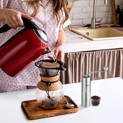Manual Coffee Grinder With Adjustable Settings - Durable Stainless Steel Burr Coffee Grinder - Espresso Grinder For Best Taste - Portable Conical Burr Coffee Bean Grinder