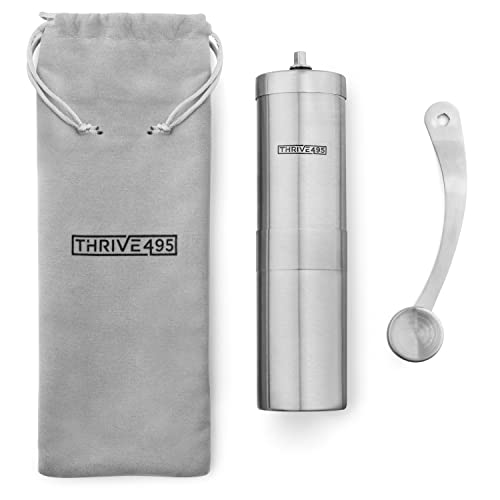 Manual Coffee Grinder With Adjustable Settings - Durable Stainless Steel Burr Coffee Grinder - Espresso Grinder For Best Taste - Portable Conical Burr Coffee Bean Grinder