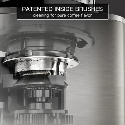 Anti-static Conical Burr Coffee Grinder with 48 Grind Settings, binROC Adjustable Electric Coffee Bean Grinder for 2-12 Cups (Black)