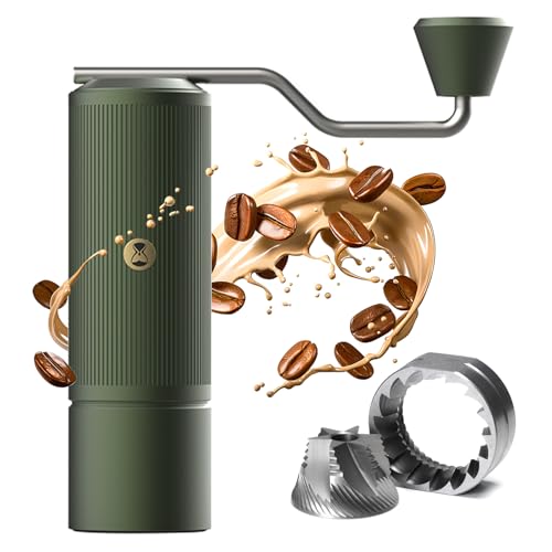 TIMEMORE Manual Coffee Grinder Stainless Steel Conical Burr Coffee Grinder with Capacity 20g Chestnut X lite Internal External Adjustable Setting Espressp Grinder for Travel, Camping. Home Green