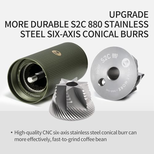 TIMEMORE Manual Coffee Grinder Stainless Steel Conical Burr Coffee Grinder with Capacity 20g Chestnut X lite Internal External Adjustable Setting Espressp Grinder for Travel, Camping. Home Green