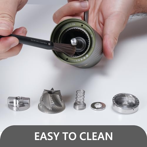 TIMEMORE Manual Coffee Grinder Stainless Steel Conical Burr Coffee Grinder with Capacity 20g Chestnut X lite Internal External Adjustable Setting Espressp Grinder for Travel, Camping. Home Green