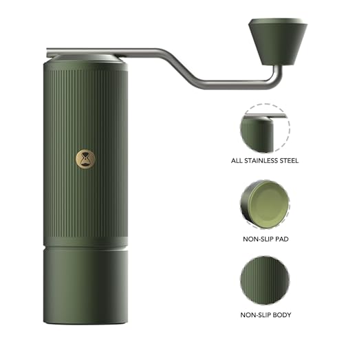 TIMEMORE Manual Coffee Grinder Stainless Steel Conical Burr Coffee Grinder with Capacity 20g Chestnut X lite Internal External Adjustable Setting Espressp Grinder for Travel, Camping. Home Green