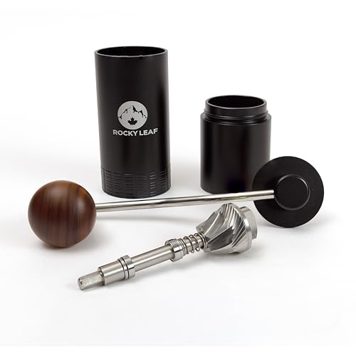 ROCKY LEAF Manual Coffee Grinder, Capacity 25g with Adjustable Stainless Steel Burr Coffee Grinder Manual, Faster Grinding Espresso to Coarse for Office, Home (Brush)
