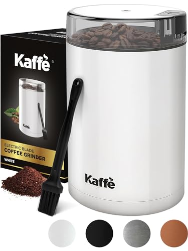 Kaffe Coffee Grinder Electric. Best Coffee Grinders for Home Use. (14 Cup) Easy On/Off w/Cleaning Brush Included. White