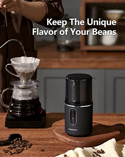 DmofwHi Cordless Coffee Grinder Electric, USB Rechargeable Coffee Bean Grinder with 304 Stainless Steel Blade and Removable Bowl-Black