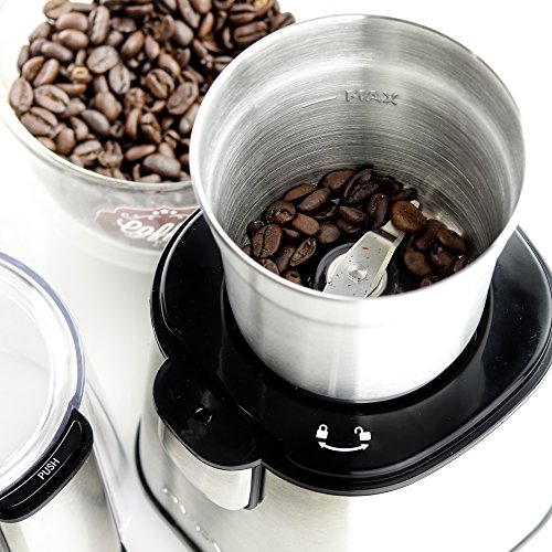 OVENTE Electric Coffee Grinder 2.1 Ounce Cup with 2 Removable Stainless Steel Grinding Bowls, 200 Watt Powered Motor Perfect for Beans, Spices, Nuts, Silver CG620S + ACPCG6000