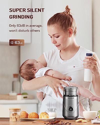 SHARDOR Adjustable Coffee Grinder Electric, Herb Grinder, Spice Grinder, Coffee Bean Grinder, Espresso Grinder with 1 Removable Stainless Steel Bowl, Silver