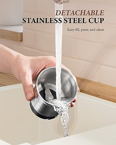 SHARDOR Adjustable Coffee Grinder Electric, Super Silent Electric Coffee Bean Grinder with Time-Memory Adjustment and Multi-Functional Stainless Steel Cup for Spices, Herbs, and Nuts Grinding, Black