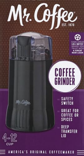 Mr. Coffee Electric Coffee Grinder|Coffee Bean Grinder| Spice Grinder, Black