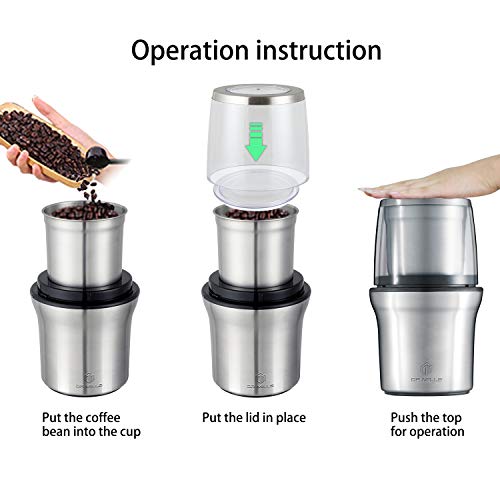 DR MILLS DM-7412M Electric Spice Grinder and Coffee Grinder, Grinder and chopper,detachable cup, diswash free, Blade & cup made with SUS304 stianlees steel