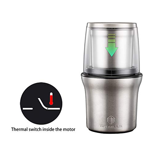 DR MILLS DM-7412M Electric Spice Grinder and Coffee Grinder, Grinder and chopper,detachable cup, diswash free, Blade & cup made with SUS304 stianlees steel