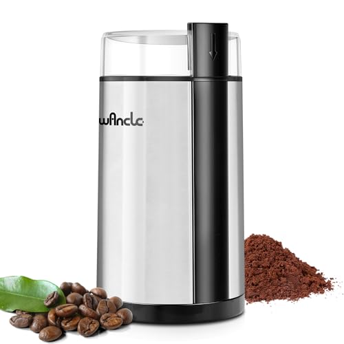 Coffee Grinder, Wancle Electric Coffee Grinder, Quiet Spice Grinder, One Touch Coffee Mill for Beans, Spices and More, with Clean Brush, Stainless Steel