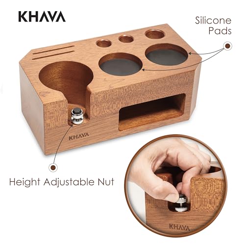 Wooden espresso tamping station for 54mm coffee tamper