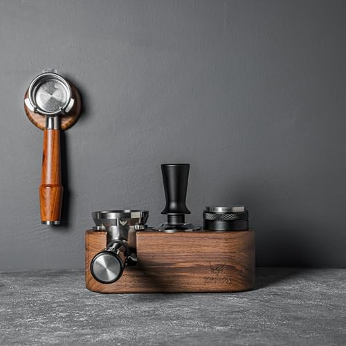Walnut Espresso Tamping Station for Coffee Bar