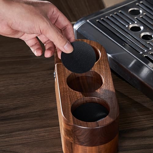 Walnut Espresso Tamping Station for Coffee Bar