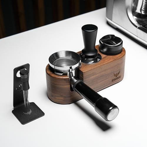 Walnut Espresso Tamping Station for Coffee Bar