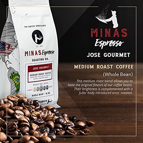 Minas Espresso - Jose Gourmet - Medium Roast Whole Coffee Beans - Brazilian - 12oz