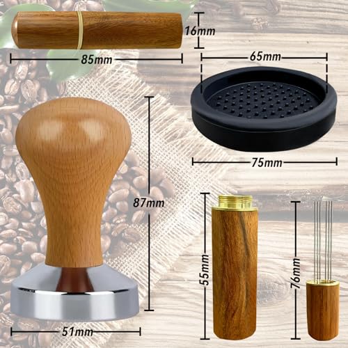 51mm Espresso Tamper Set with Stirrer & Silicone Mat