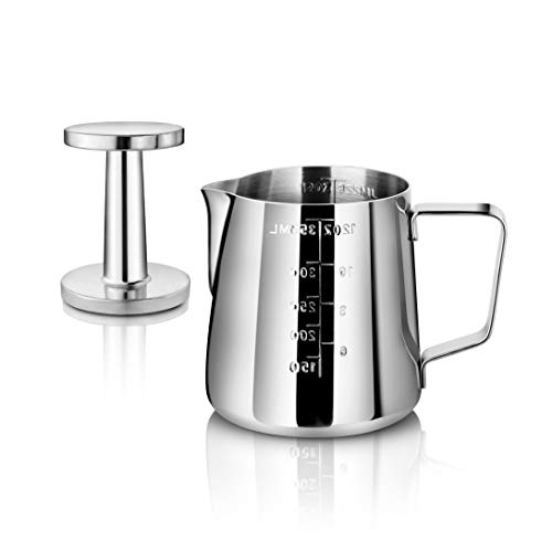 Stainless Steel Frothing Pitcher & Aluminum Tamper Set