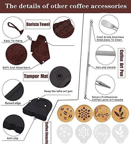 51mm Coffee Tamper Set with Frothing Pitcher & Accessories