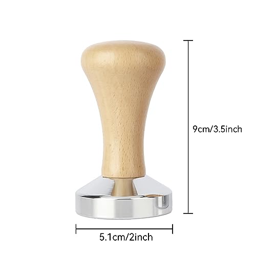Stainless Steel 51mm Espresso Coffee Tamper with Wood Base