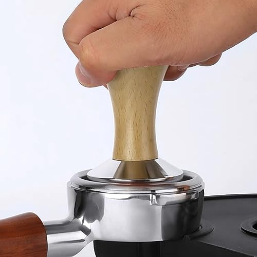 Stainless Steel 51mm Espresso Coffee Tamper with Wood Base