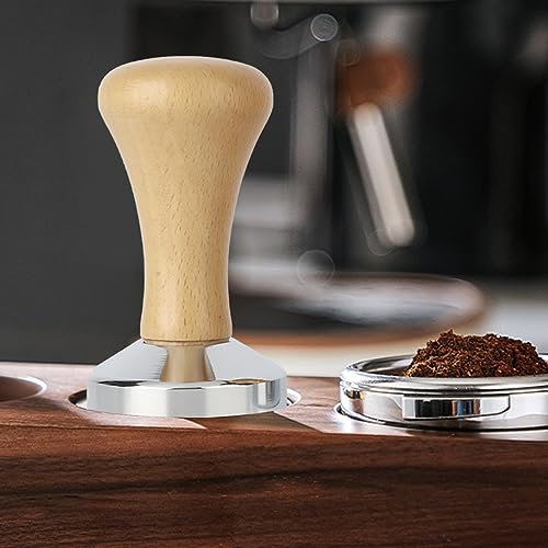 Stainless Steel 51mm Espresso Coffee Tamper with Wood Base
