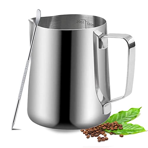 20oz Stainless Steel Milk Frothing Pitcher with Decorator