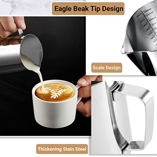 20oz Stainless Steel Milk Frothing Pitcher with Decorator