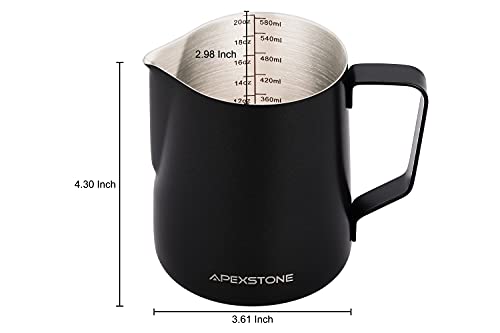 Apexstone Black Espresso Milk Frothing Pitcher 20 oz