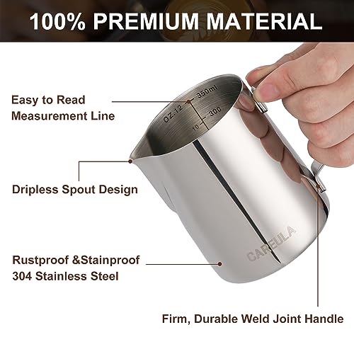 Stainless Steel 12oz Milk Frothing Pitcher with Latte Art Pen