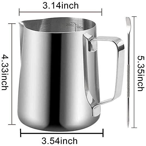 20 oz Stainless Steel Milk Frothing Pitcher Set