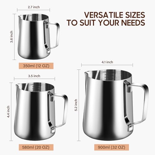 Stainless Steel Milk Frother Cup with Latte Art Pen