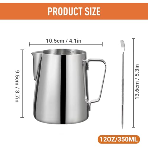 Stainless Steel 12oz Milk Frothing Pitcher with Art Pen