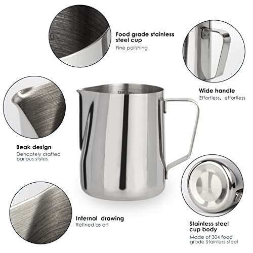 12 Oz Stainless Steel Milk Frothing Pitcher, Espresso