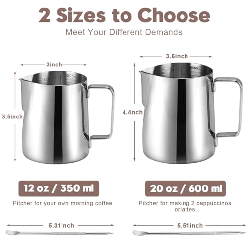 Milk Frothing Pitcher Set with Stainless Steel Steamer Cup