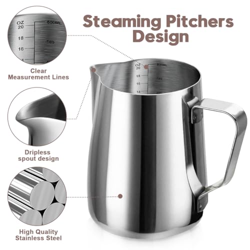 Milk Frothing Pitcher Set with Stainless Steel Steamer Cup