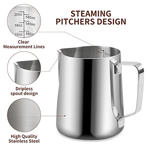 Stainless Steel Milk Frothing Pitcher with Art Pen