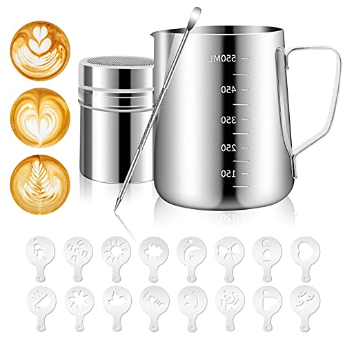 Stainless Steel Milk Frothing Pitcher Set with Accessories