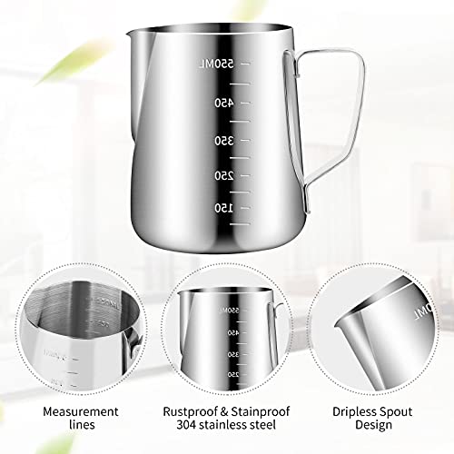 Stainless Steel Milk Frothing Pitcher Set with Accessories